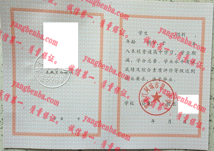 黑龙江阿城市第一中学校毕业证样本