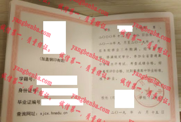 湘潭县第五中学毕业证样本